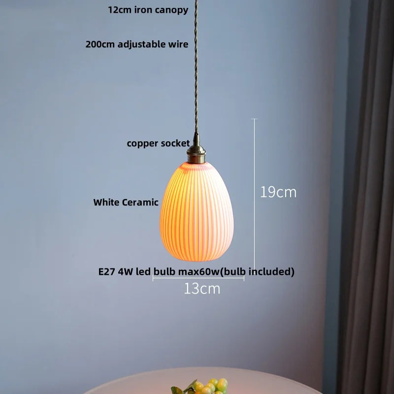 Afralia™ Ceramic LED Pendant Lamp, Modern Nordic Design, Adjustable 2m Wire, White Finish