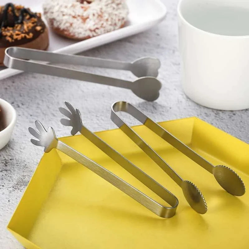 Afralia™ Stainless Steel Food Tongs Ice Cube Tea Bag Clip Kitchen Gadget