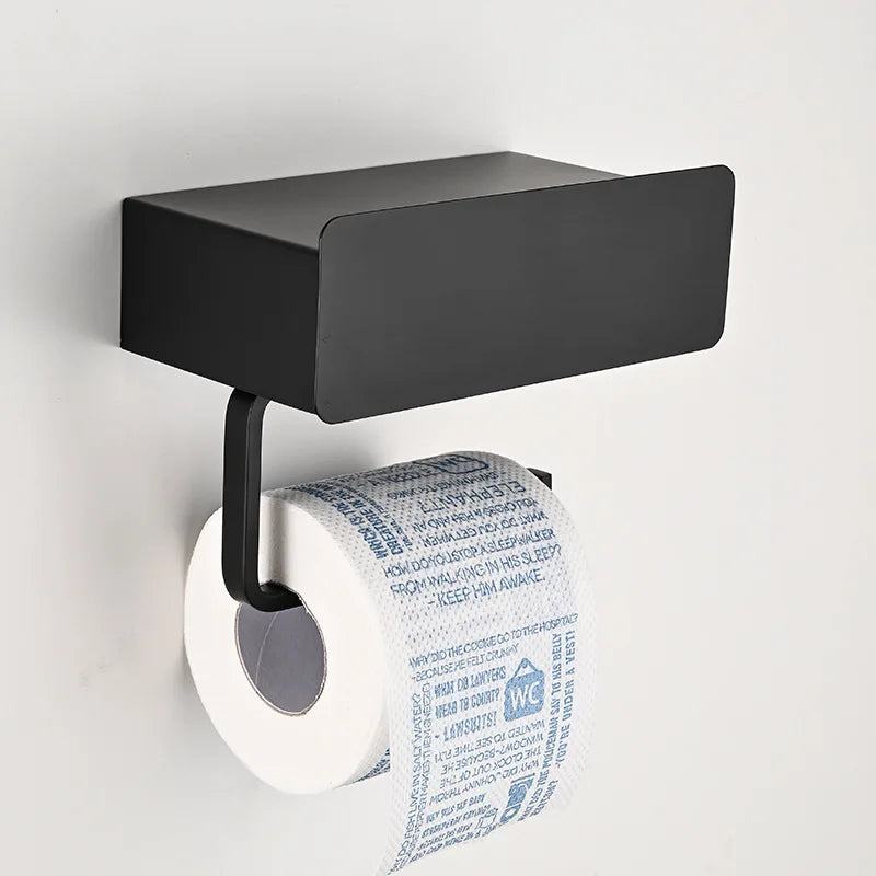 Afralia™ Toilet Paper Holder Cabinet: Wall Mounted Bathroom Tissue Rack Stand (Black/Grey)