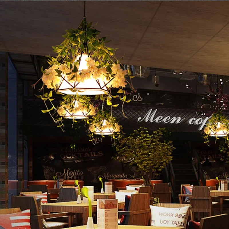 Afralia™ White Cherry Blossoms Chandelier: Industrial Style Lighting for Music Restaurant