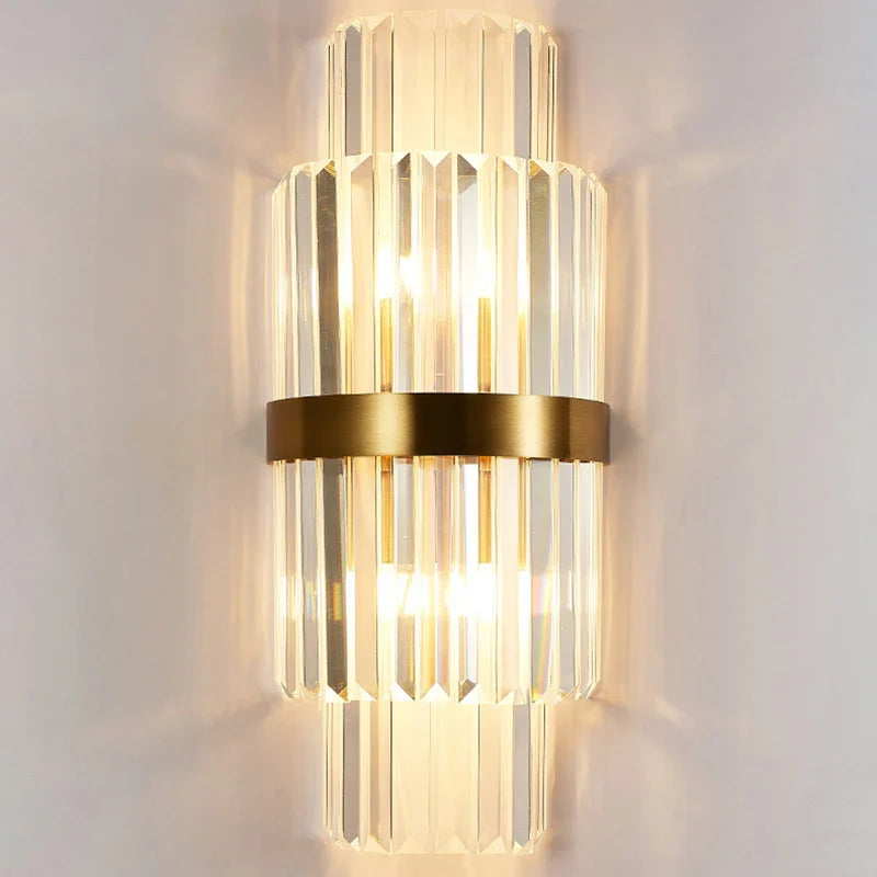 Afralia™ Crystal LED Wall Lamp Modern Luxury Light Gold Sconces for Living Room Bedroom