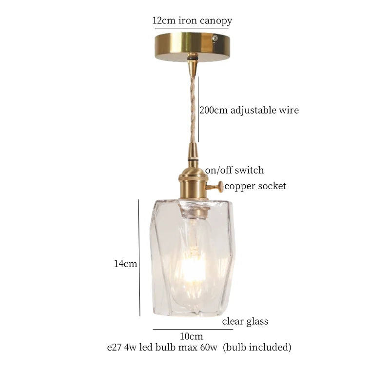 Afralia™ Glass LED Pendant Light for Home Restaurant Cafe Nordic Minimalism Copper Lamps