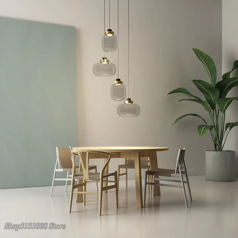 Afralia™ Nordic Glass Pendant Light - Modern Minimalist Bedroom Bar Decor