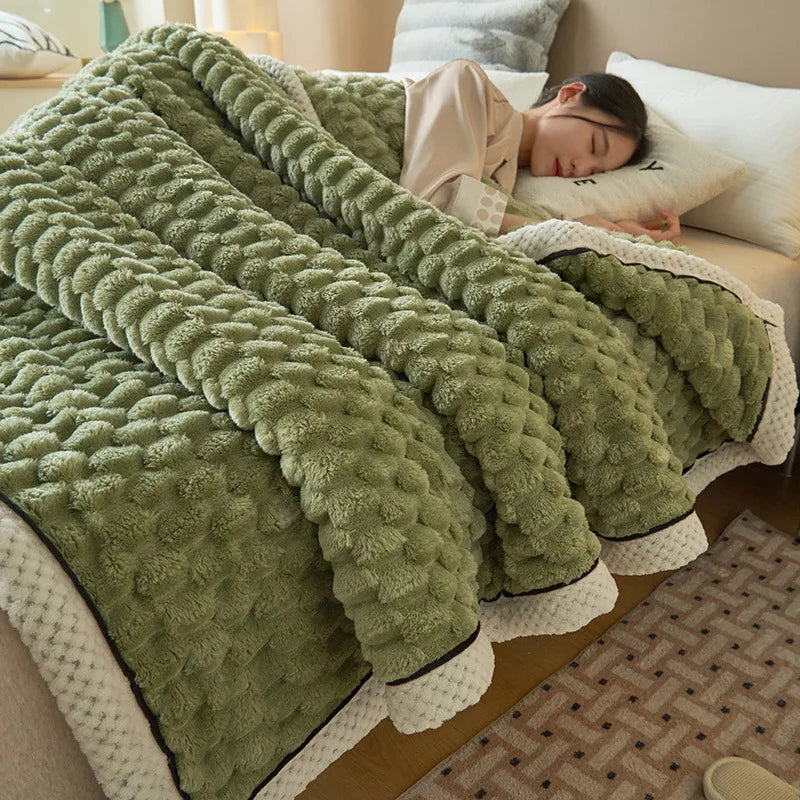 Afralia™ Coral Fleece Warm Blanket: Cozy Thicken Winter Bed Blanket