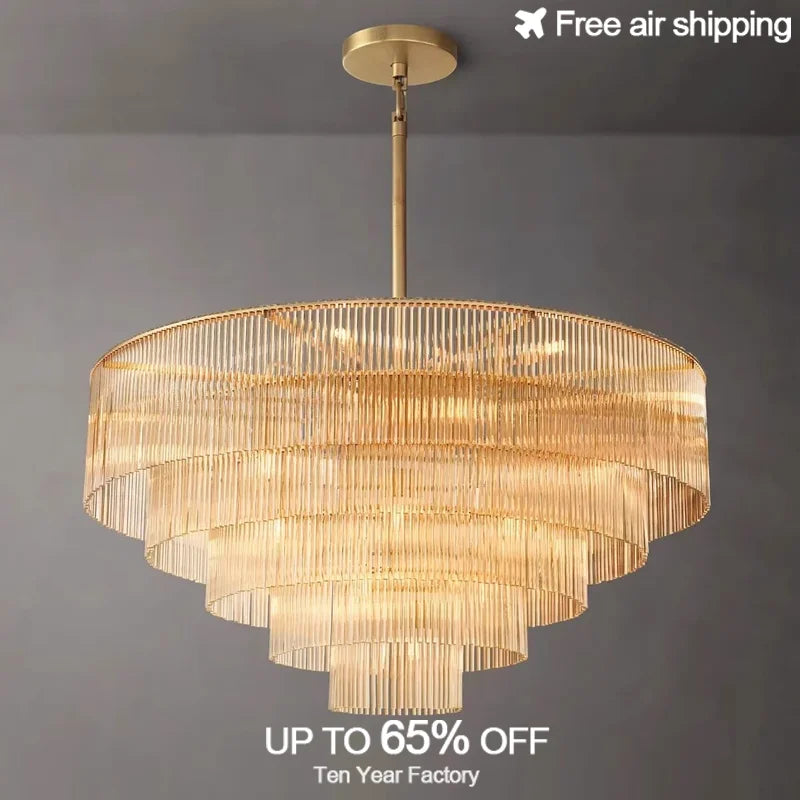 Afralia™ Nordic Luxury Brass Chandelier with Glass Shade