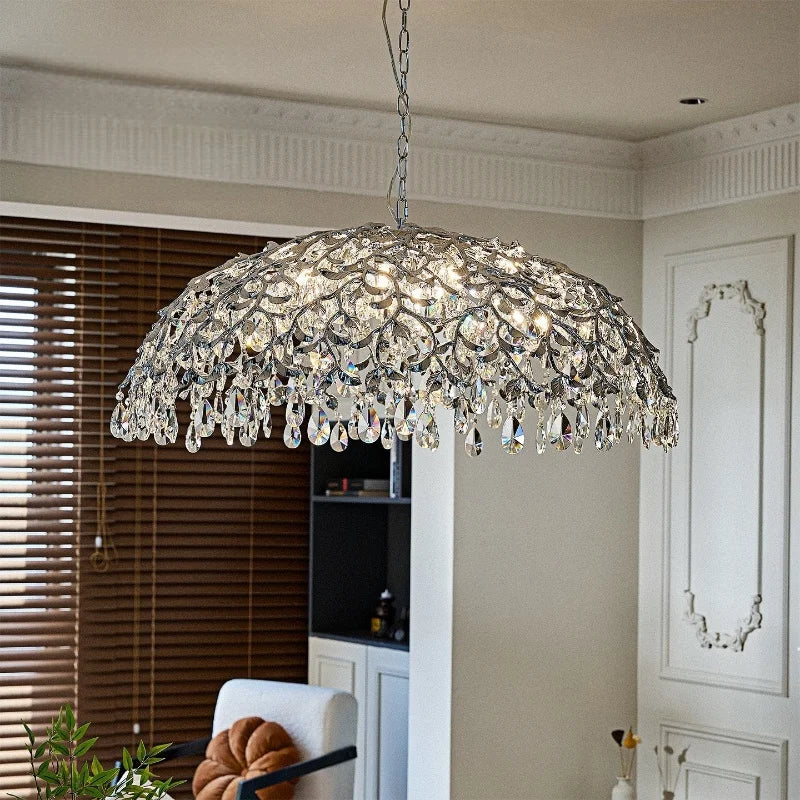 Afralia™ Golden Crystal Chandelier for Dining Living Room Bedroom Kitchen Table Lighting