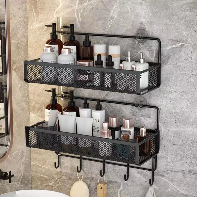 Afralia™ Bathroom & Kitchen Wall Shelf Organizer - Square Shampoo Storage Rack