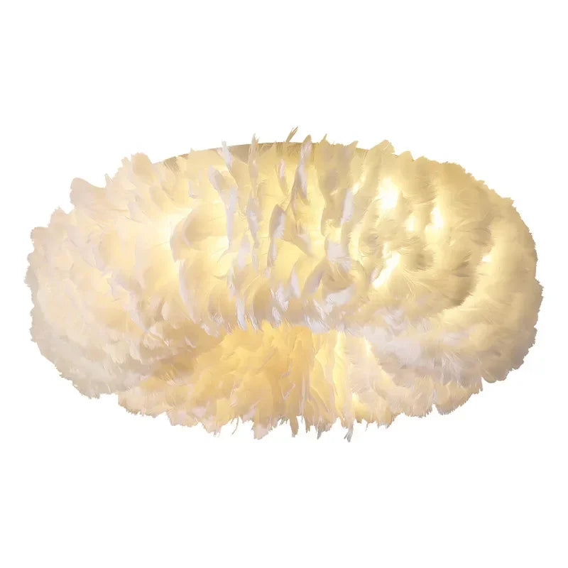 Afralia™ Feather Ceiling Lamp: Stylish Round DownLights with E27 Bulb for Home Decor