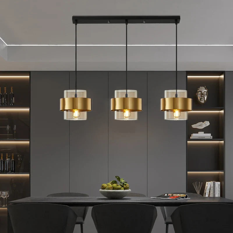 Afralia™ Golden Pendant Lights for Aisle, Restaurant, Bedroom - Nordic Postmodern Minimalist Style