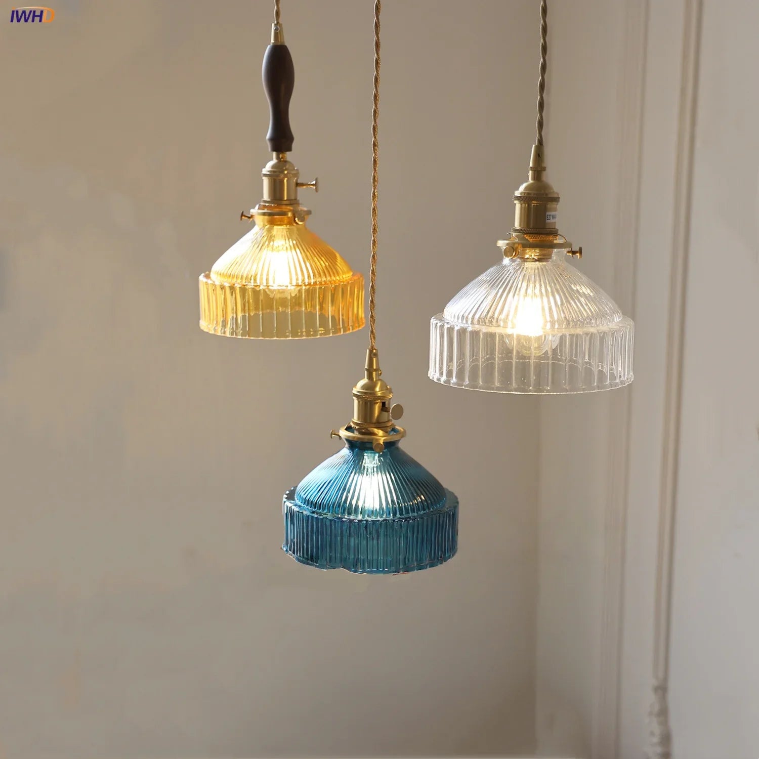 Afralia™ Walnut Wood & Glass LED Pendant Lamp Modern Nordic Style