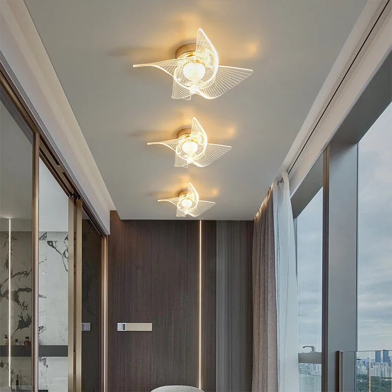 Afralia™ Gold Acrylic LED Ceiling Light - Modern Nordic Style Lighting for Home Decor