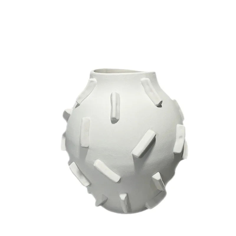 Afralia™ Geometric Block Ceramic Vase - Abstract Floral Arrangement - Home Decor Handicraft