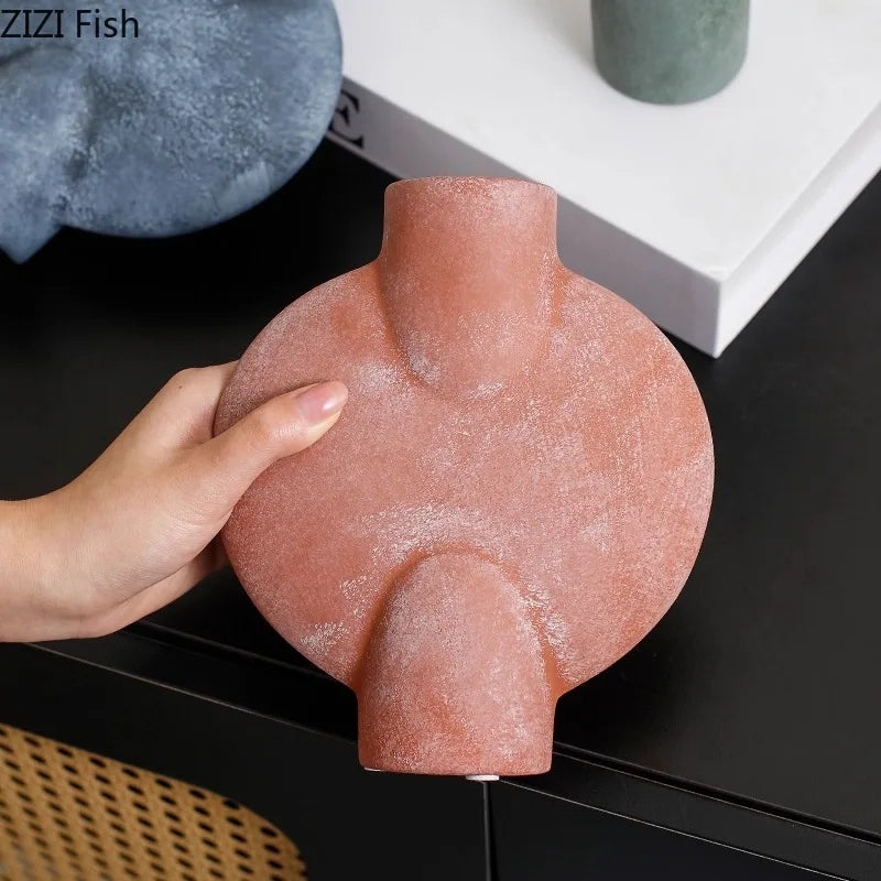 Afralia™ Geometric Ceramic Vase for Stylish Floral Arrangements