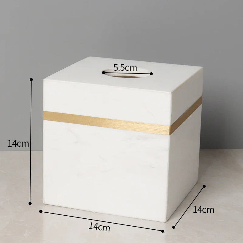 Afralia™ Marble Napkin Tissue Box Holder | Luxury Bathroom Accessories Set