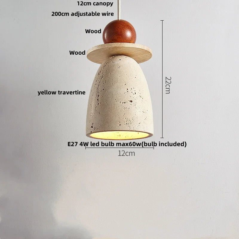 Afralia™ Yellow Travertine Pendant Lamp for Aisle Hallway Bedroom, Japanese Style Hang Light