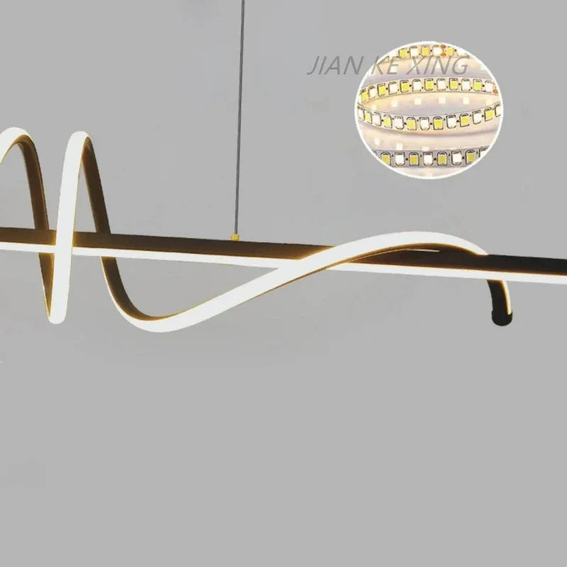 Afralia™ Modern Curved Dining Table Pendant Lamp LED Suspension Lighting