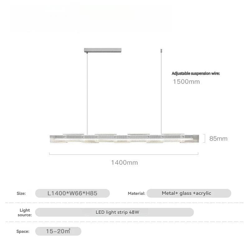 Afralia™ Black Glass Linear Chandelier for Dining Office Bar Modern Kitchen Island