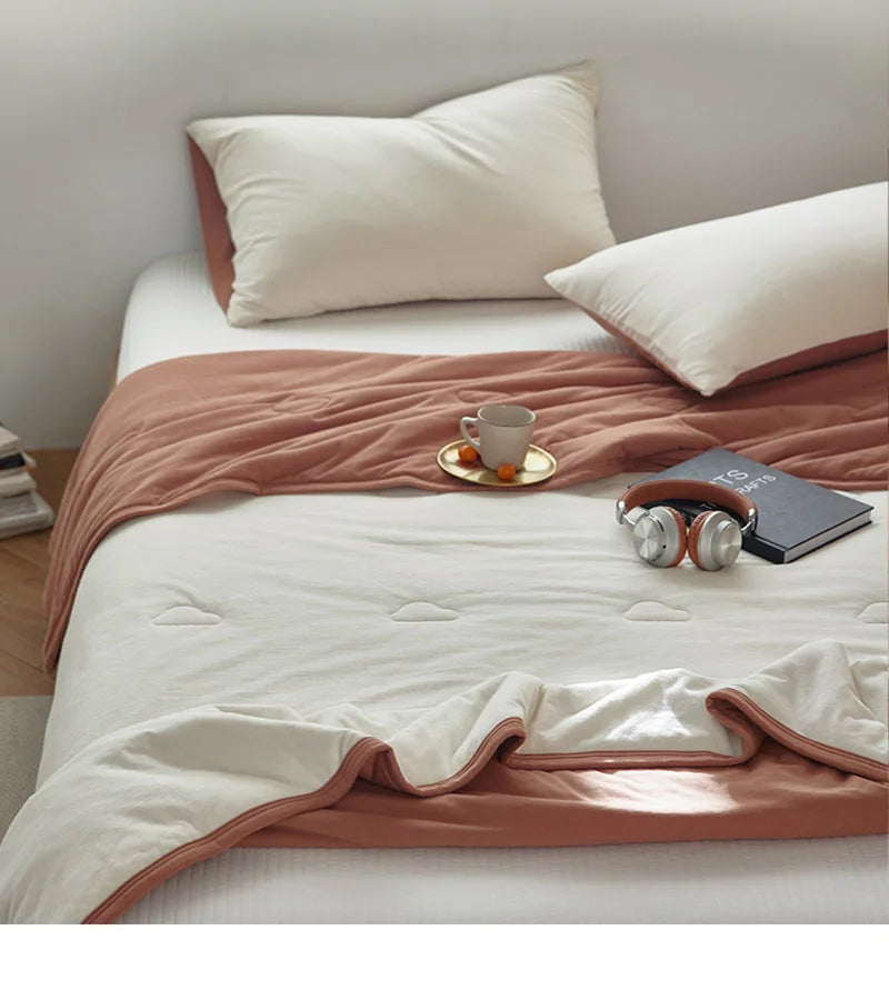 Afralia™ Cotton Summer Comforter: Cooling, Breathable Thin Blanket for Hot Sleepers