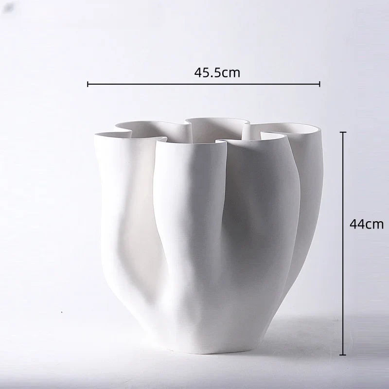 Afralia™ Ceramic Open Fold Edge Flower Pot Vase Home Decoration