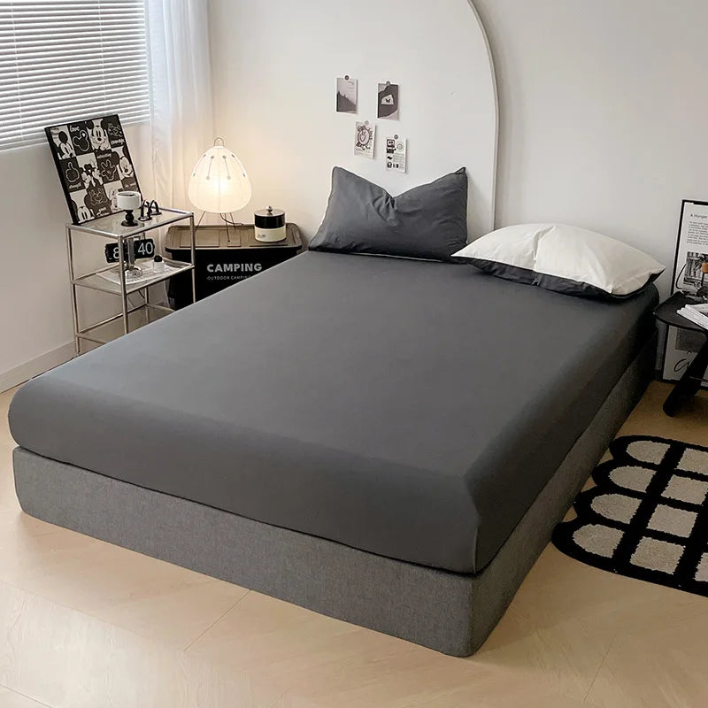 Afralia™ Soft Comfort Solid Color Fitted Bed Sheet - Double Mattress Cover