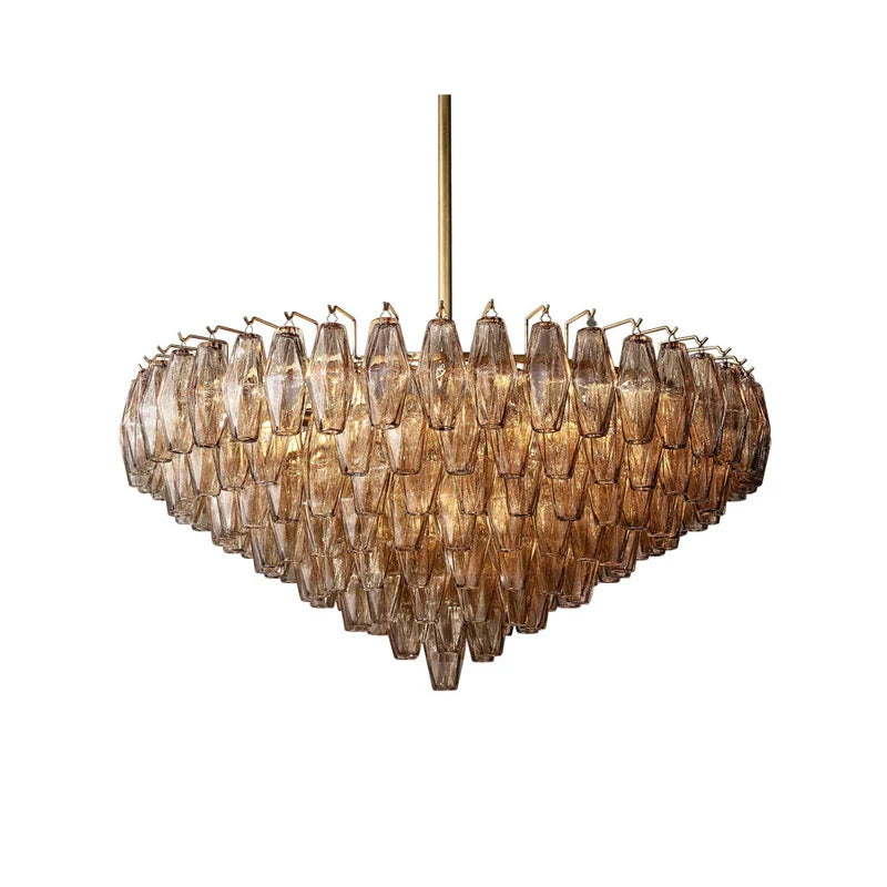 Afralia™ Luxury Glass Shade LED Chandelier in Brass and Black for Modern Dining Room