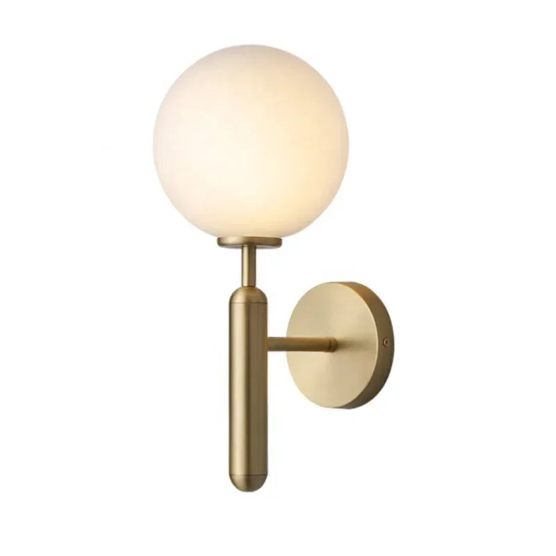 Afralia™ Modern Gold Glass Wall Lamp for Hotel Bedroom LED Indoor Energy Saving