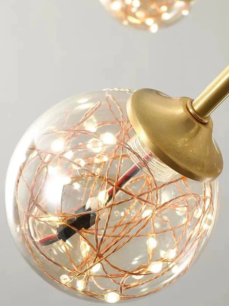 Afralia™ Glass Ball Branch Chandelier: Modern LED Crystal Ceiling Lighting for Living Room