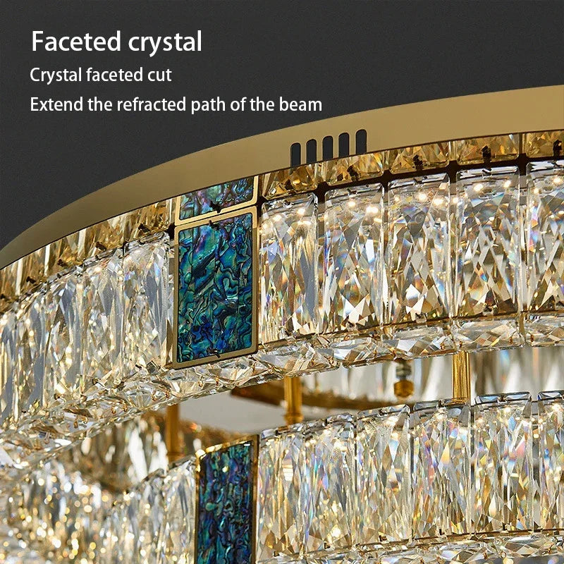Afralia™ Crystal LED Ceiling Lamp: Modern Stainless Steel Chandelier for Living Room, Bedroom & Kitchen.