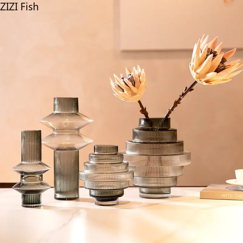 Afralia™ Tower Glass Vase Hydroponics Flowers Pots Modern Desk Floral Arrangement Decor