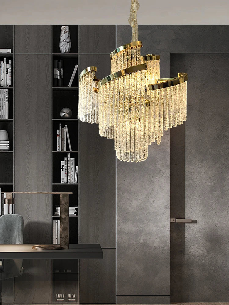 Afralia™ Icicle Glass Chandelier: Handmade Luxury Indoor Hanging Lamps for Living Room