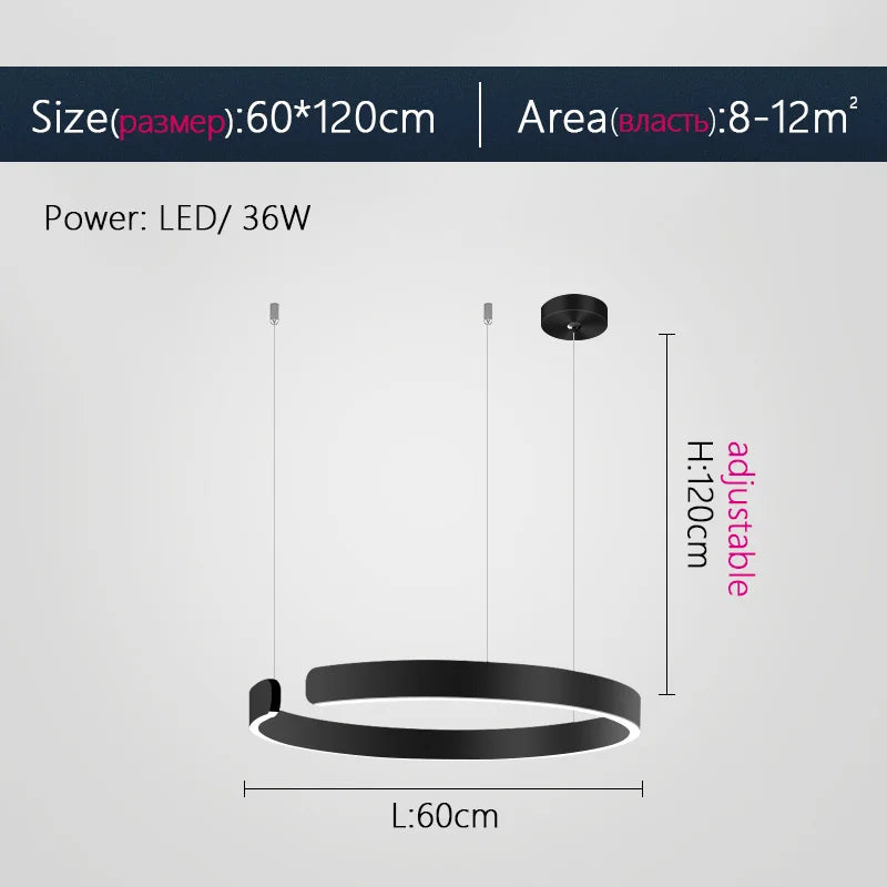 Afralia™ Nordic Ring LED Pendant Chandelier for Home Living Dining Kitchen Lighting