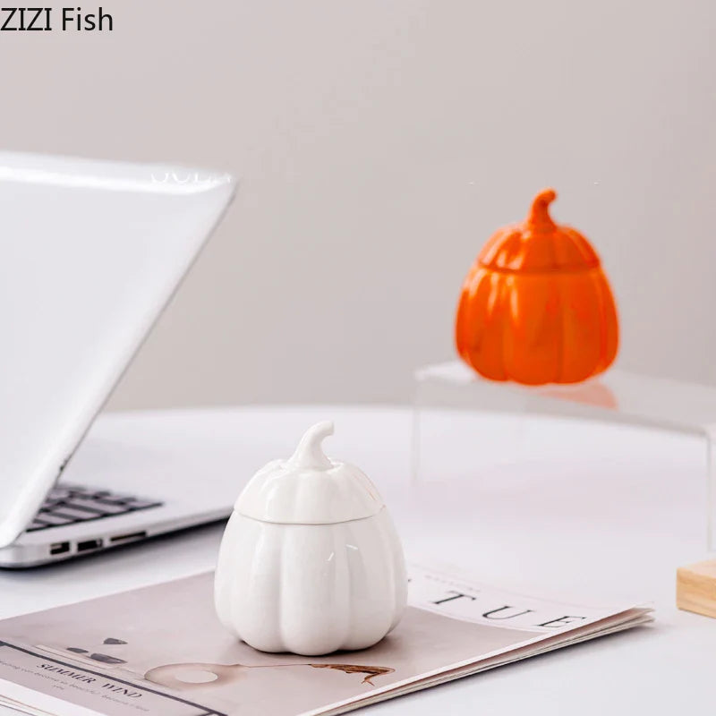 Afralia™ Ceramic Pumpkin Candle Holders Desk Decoration & Wax Melt Burner