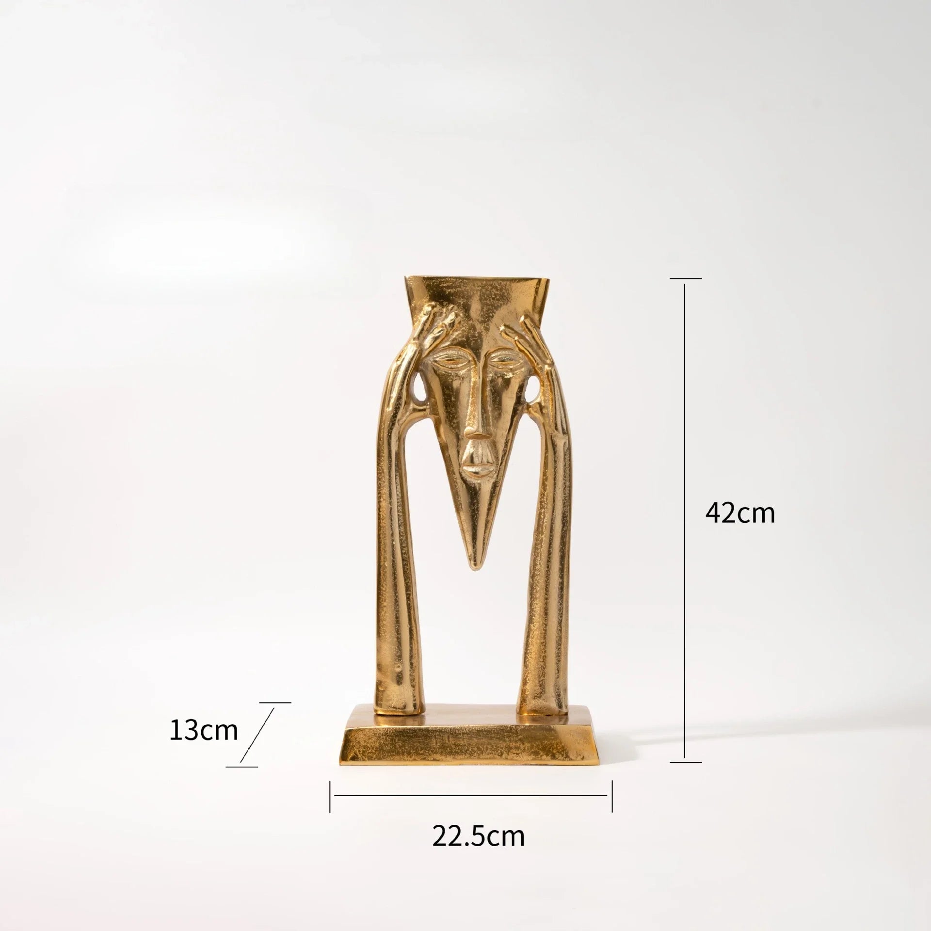 Afralia™ Golden Masked Figure Sculpture: Abstract Geometric Portrait Home Decor Figurine