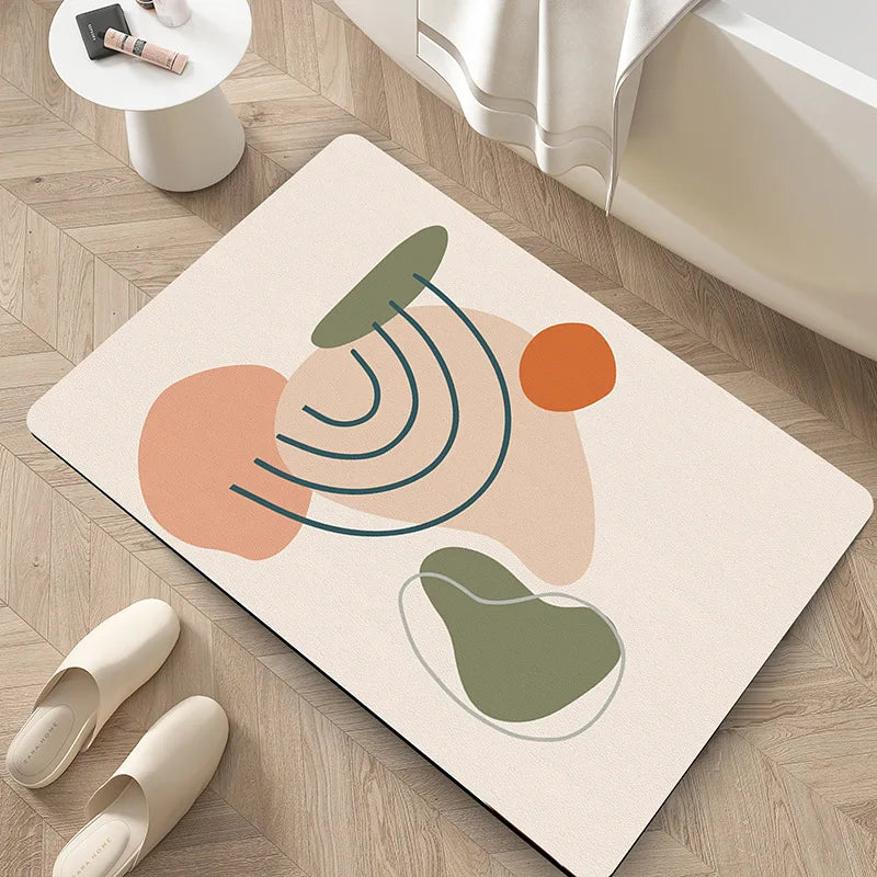 Afralia™ Nordic Abstract Diatom Ooze Toilet Mat - Super Absorbent, Anti-slip Bathroom Rug