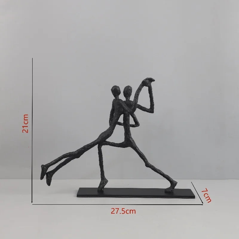 Afralia™ Geometric Couple Cast Iron Figure Sculpture for Home Decor