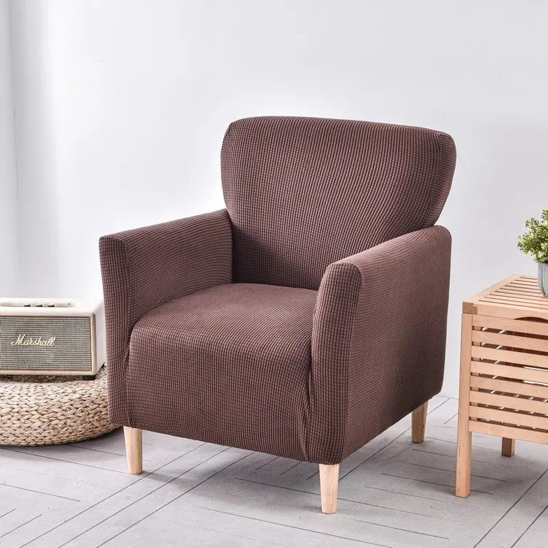 Afralia™ Stretch Fleece Sofa Cover: Solid Color Seat Slipcover for Single Round Sofas