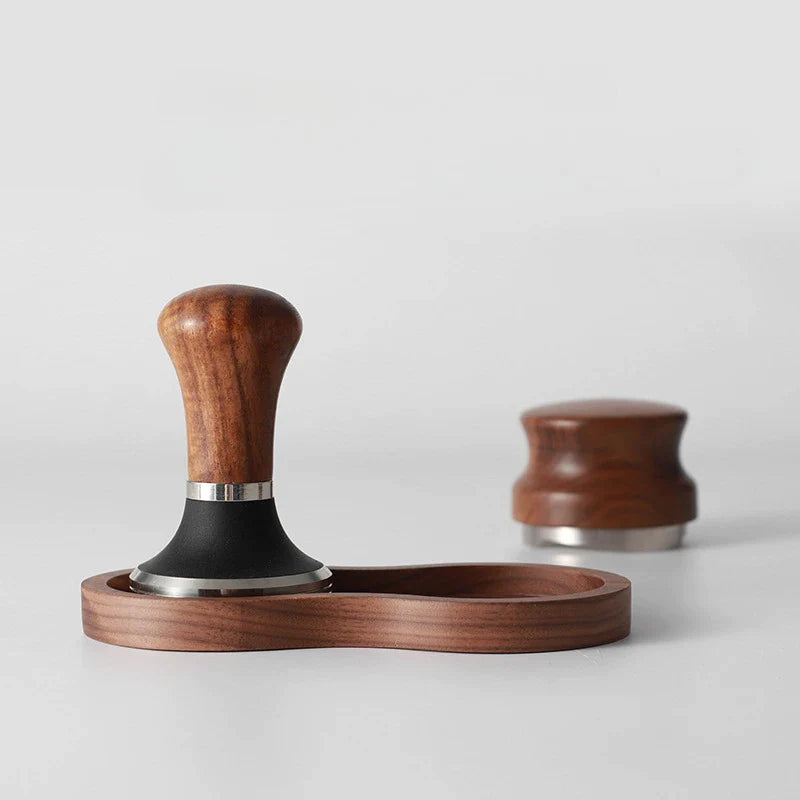 Afralia™ Coffee Tamper Wooden Stand & Mat Holder Barista Cafe Accessories Base