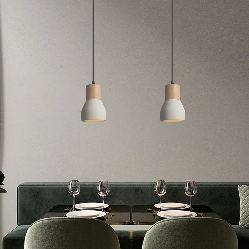 Afralia™ Cement Concrete Bedside Pendant Lamp for Minimalist Bedroom