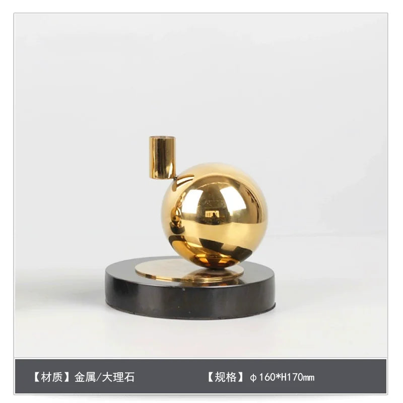 Afralia™ Nero Marquina Marble Candle Holder with Gold Stainless Steel Finish