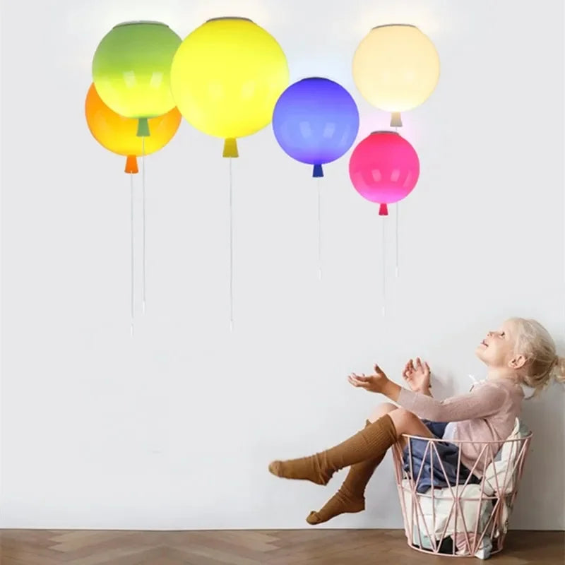 Afralia™ Kids' Balloon Pendant Chandelier LED Hanging Lamp for Living Room