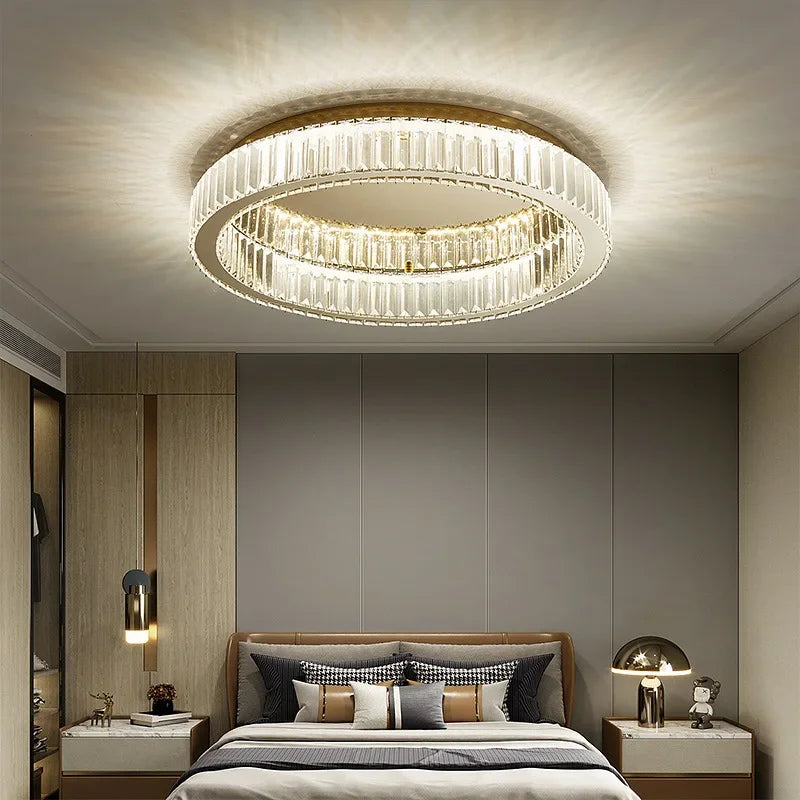 Afralia™ Crystal Circle Chandelier: Modern Nordic LED Ceiling Lamp for Living Room, Bedroom, Study