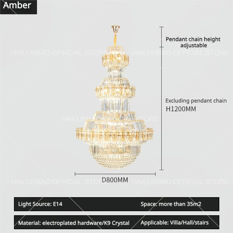 Afralia™ Crystal Chandelier: Villa High Living Room Luxury Lighting