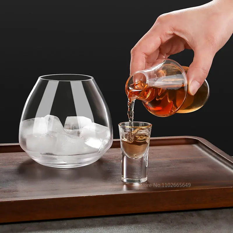 Afralia™ Japanese Style Glass Wine Bottle & Cup Set with Wine Warmer