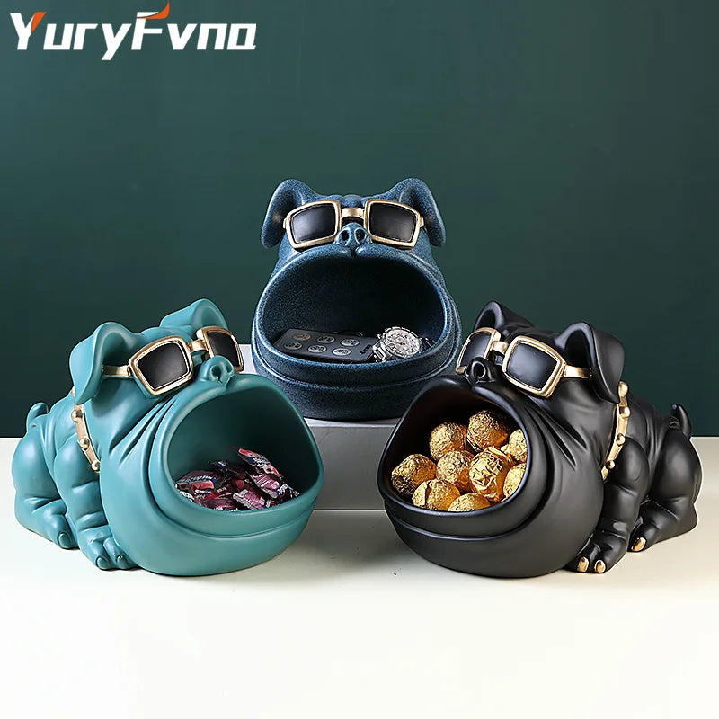 Afralia™ Cool Dog Sculpture Table Decoration Decorative Coin Bank Storage Box