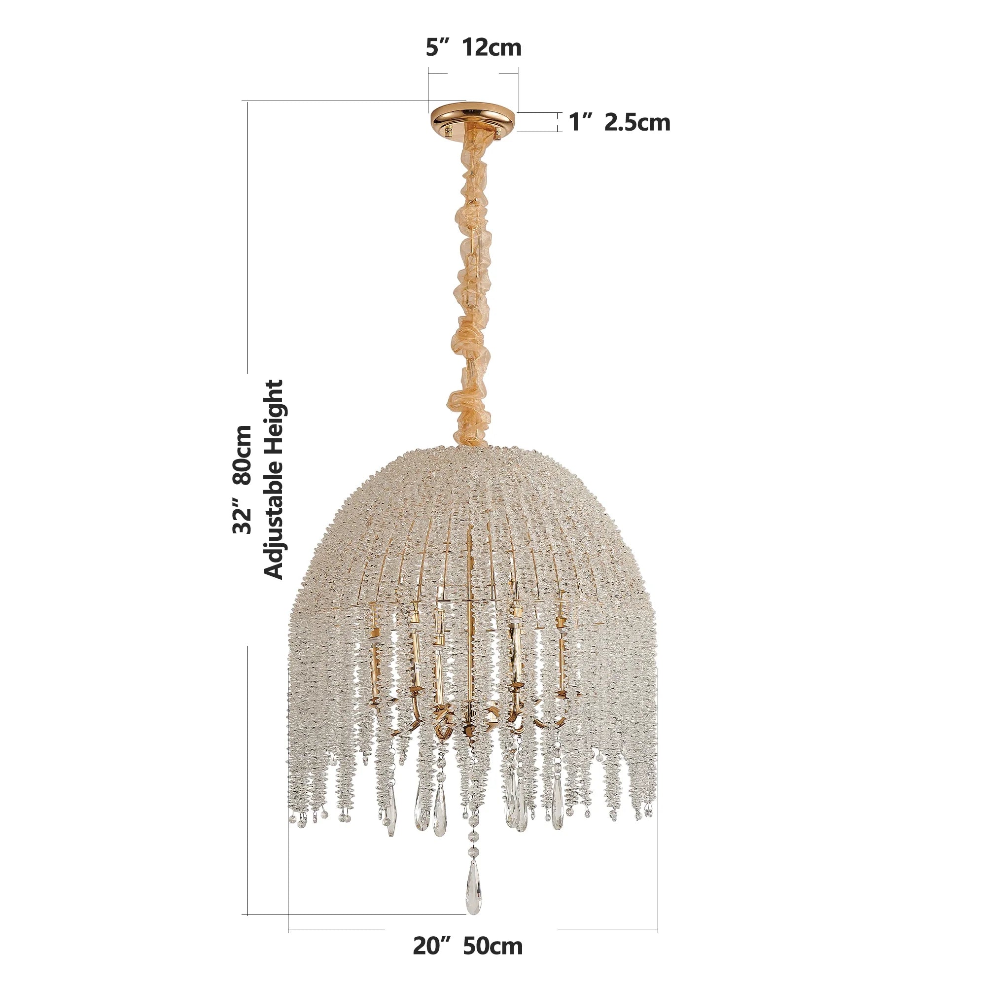 Afralia™ Crystal Waterfall Chandelier with Gold Finish - 6-Light Elegant Design
