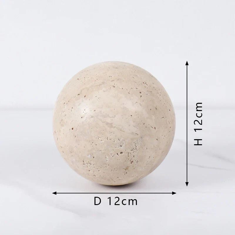 Afralia™ Marble Sphere Ball: Vintage Travertine Stone Decorative Centerpiece Ball