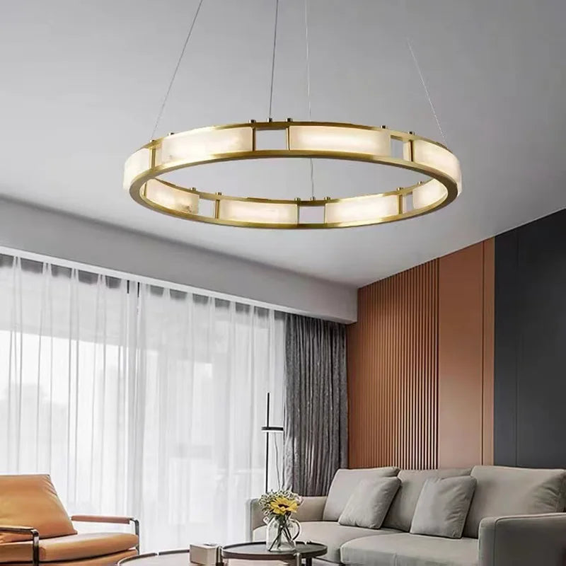 Afralia™ Marble Pendant Light: Luxury Dimmable Chandelier for Modern Home Decor