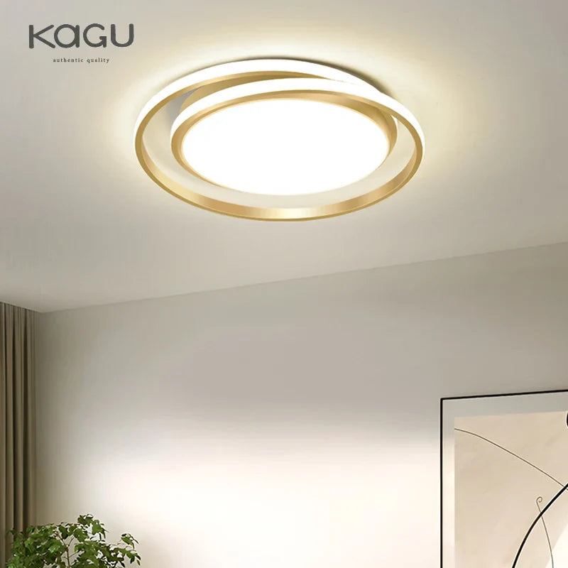 Afralia™ Modern LED Round Chandelier Black Gold Ceiling Lamp for Living Room Bedroom Kitchen