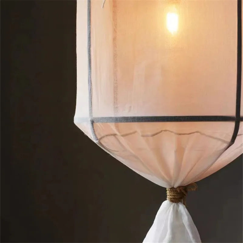 Afralia™ Linen Cotton Pendant Lamp: Nordic White DIY Fabric Shade LED Island Lighting