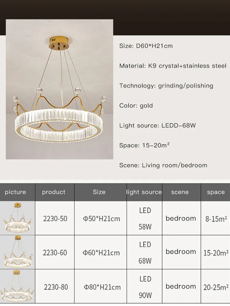 Afralia™ Crystal Chandelier: Nordic LED Luxury Round Crown Petal Design for Girls' Bedroom